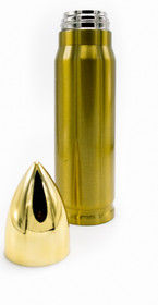 Caliber Gourmet 17 oz Stainless Steel Bullet Thermo Bottle has a screw on lid.